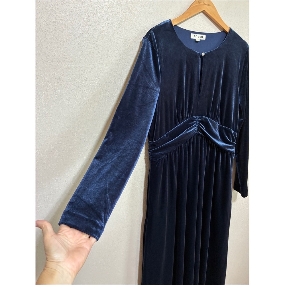 Boden 12R Navy Tilda Velvet Long Sleeve Midi Dress Quiet Luxury Mother of Groom - Picture 5 of 16
